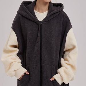 Contrast-Trim Hooded Terry Jacket